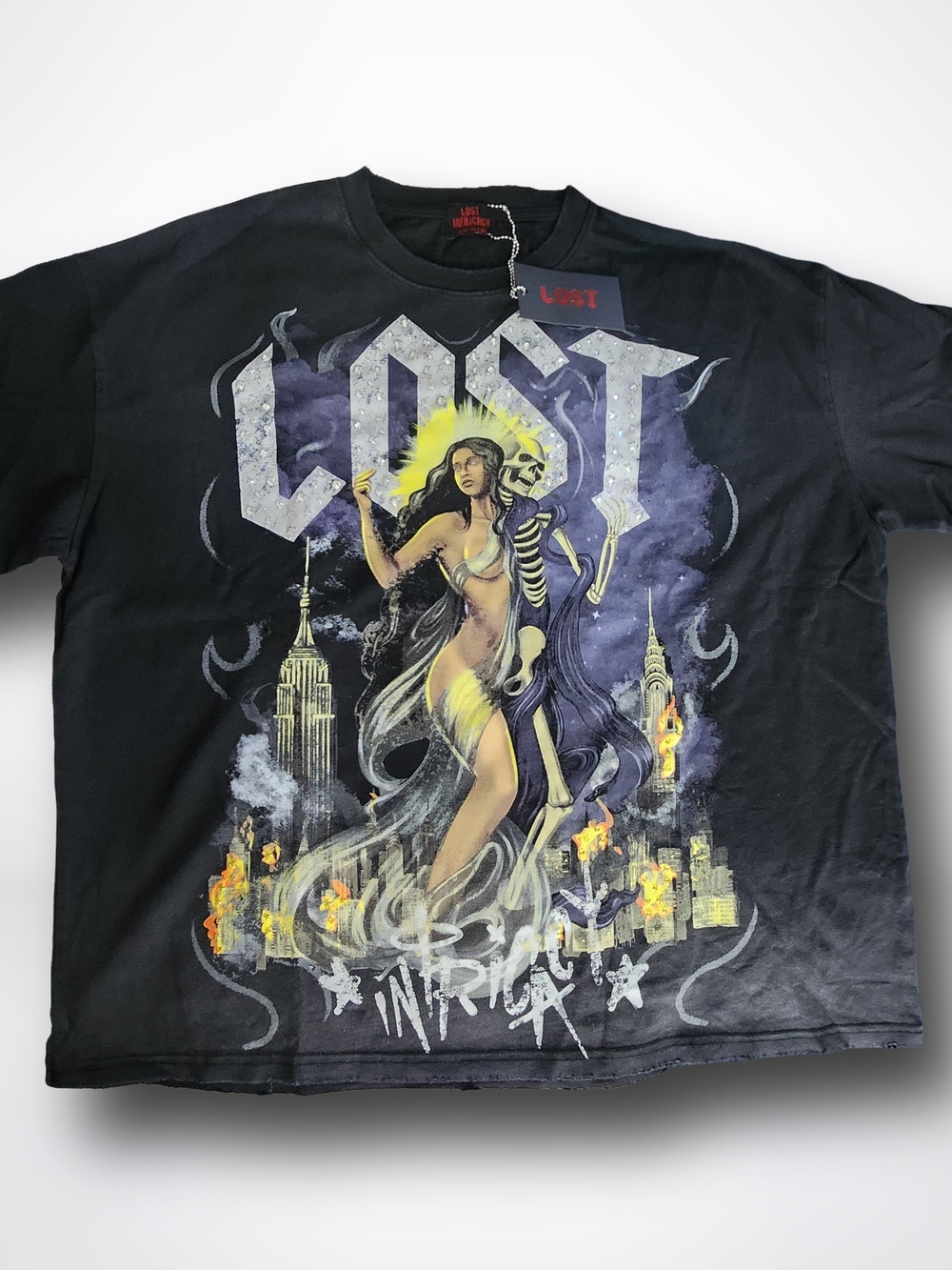 Lost Intricacy "Afterlife" Graphic T-Shirt - Black Vintage Wash - Size 2XL